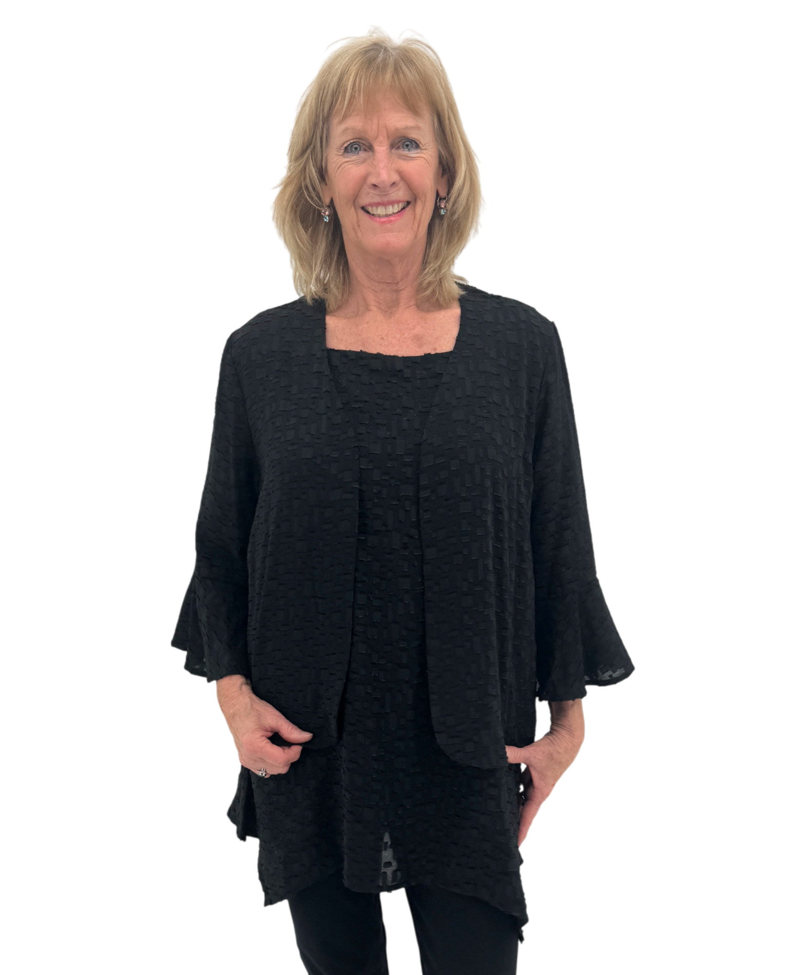 CARDIGAN À MANCHES CLOCHES TEXTURÉES BY JJ DR103J