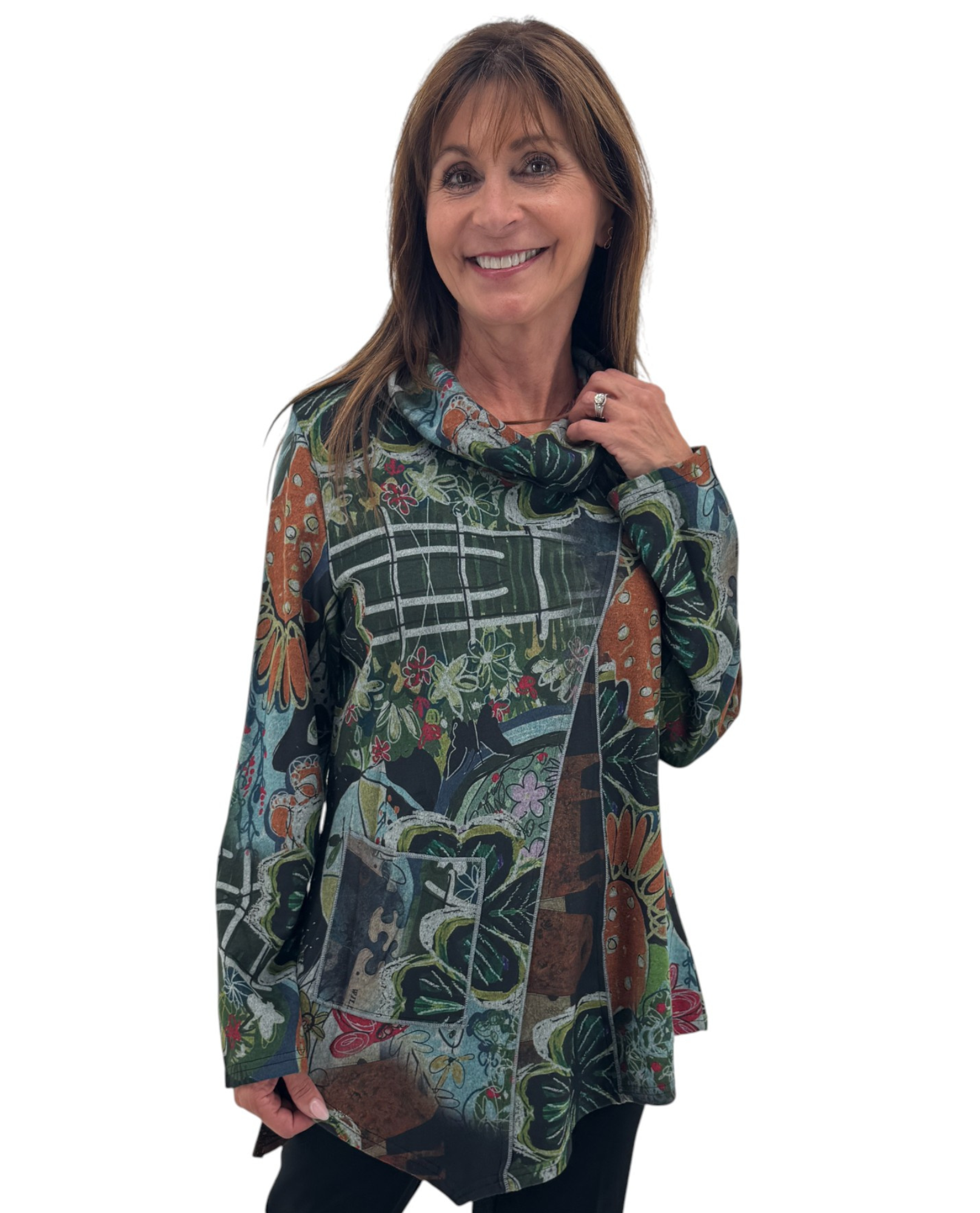 Tunique en faux daim à découpe diamantée RADZOLI ANN23568