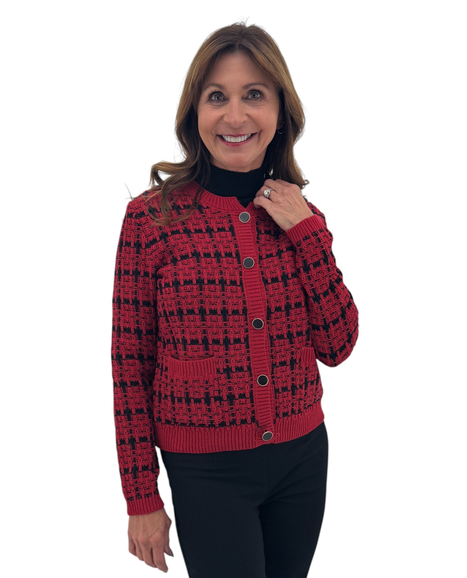 PULL À BOUTONS EN MAILLE GRILLE TH-NS1495