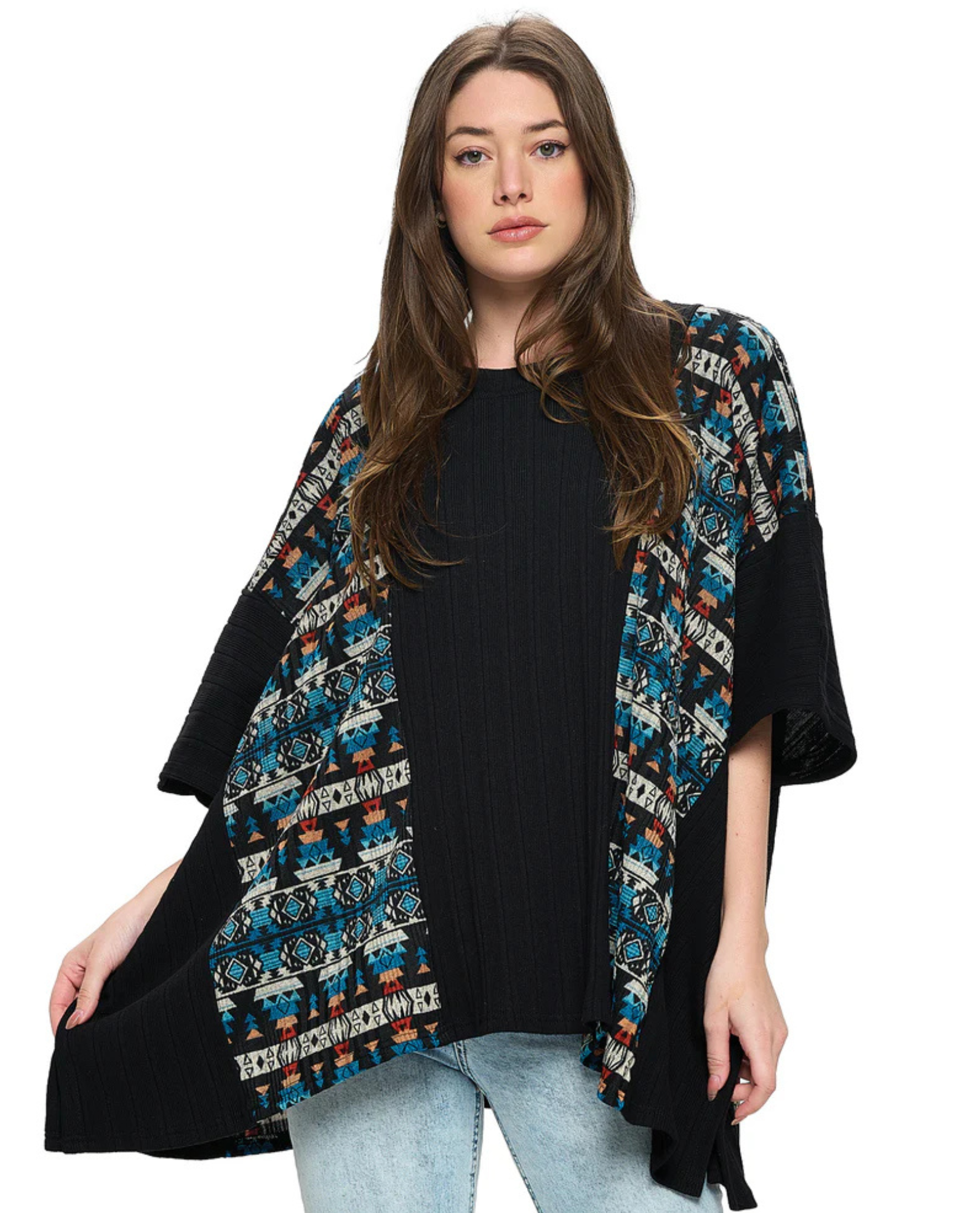 Poncho côtelé surdimensionné YAK & YETI 23819, taille unique